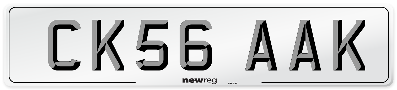 CK56 AAK Number Plate from New Reg